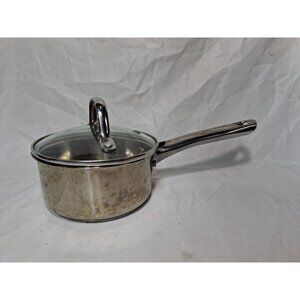 T-fal Stainless Steel 1 Quart Pot With Vented Glass Lid.